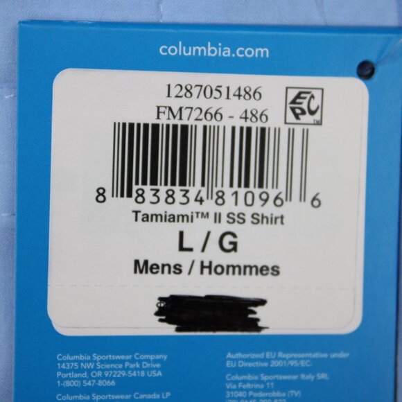 Columbia PFG Shirt NWT Mens Large Blue Tamiami II Fishing Performance S/S Button - Picture 9 of 16
